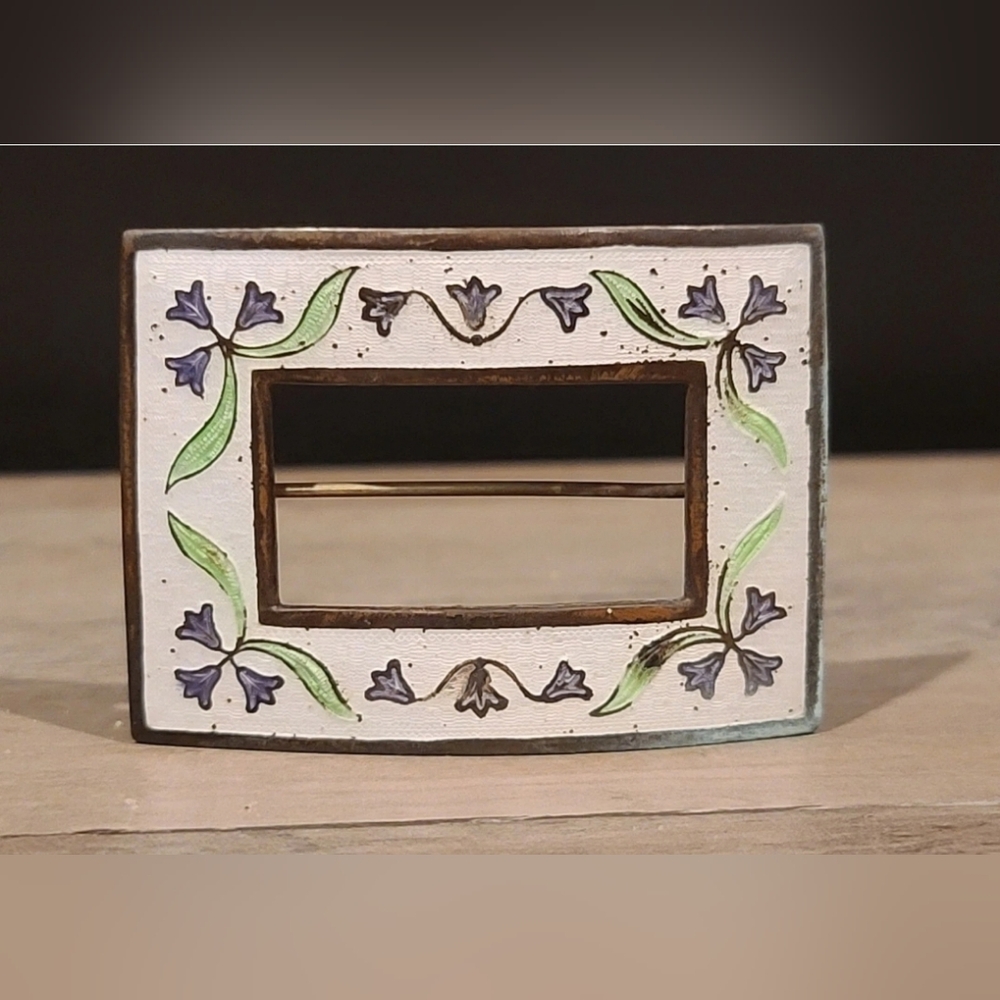 Big Rectangular Metal Floral Design C-Clasp Pin [ Read Details ]
